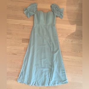 Revelry Maeve Chiffon Bridesmaid Dress, Sage, Size 12, Regular Maxi